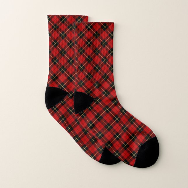 Klan Wallace Tartan Classic Red and Black Play Strumpor (Par)