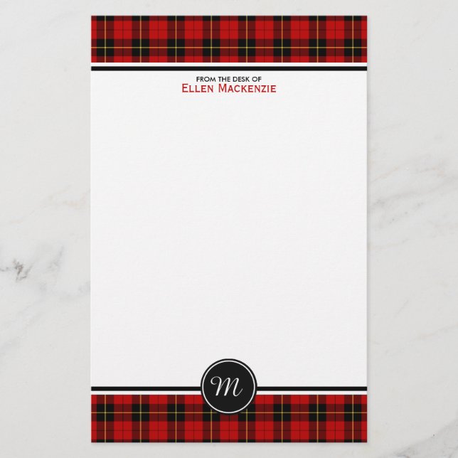 Klan Wallace Tartan Classic Red Play Monogram Brevpapper (Framsida)