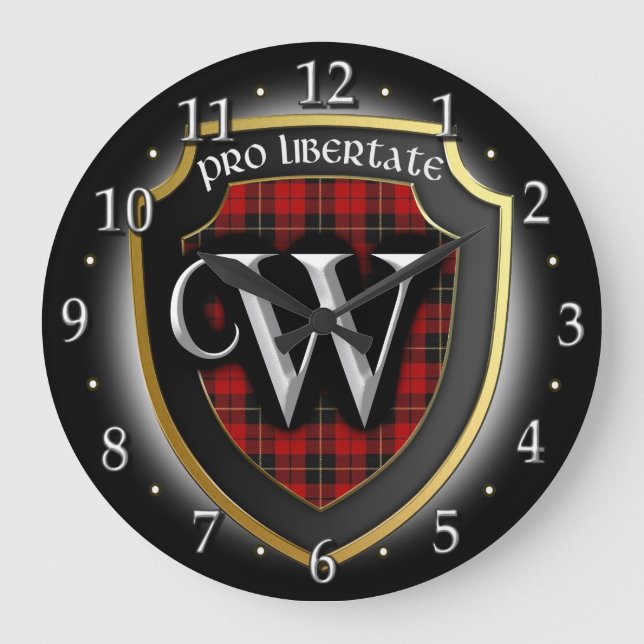 Klan Wallace Tartan Clock Stor Klocka (Framsida)