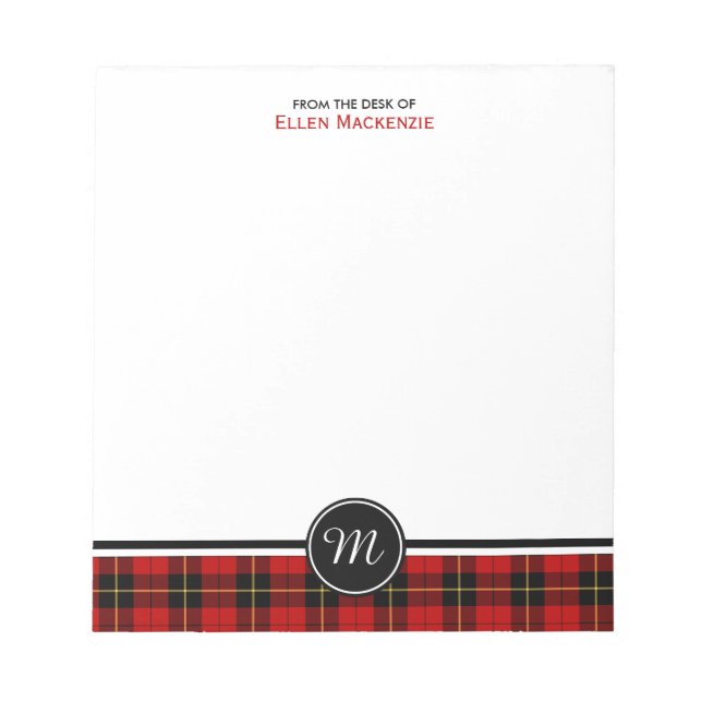 Klan Wallace Tartan Monogram Anteckningsblock (Framsida)