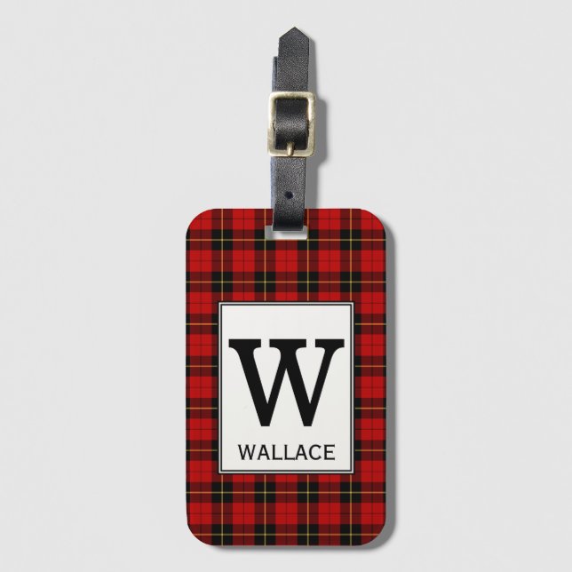 Klan Wallace Tartan Monogrammed Bagagebricka (Framsida vertikal)