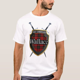Klan Wallace Tartan Play Scottish Shield & Swords T-shirt