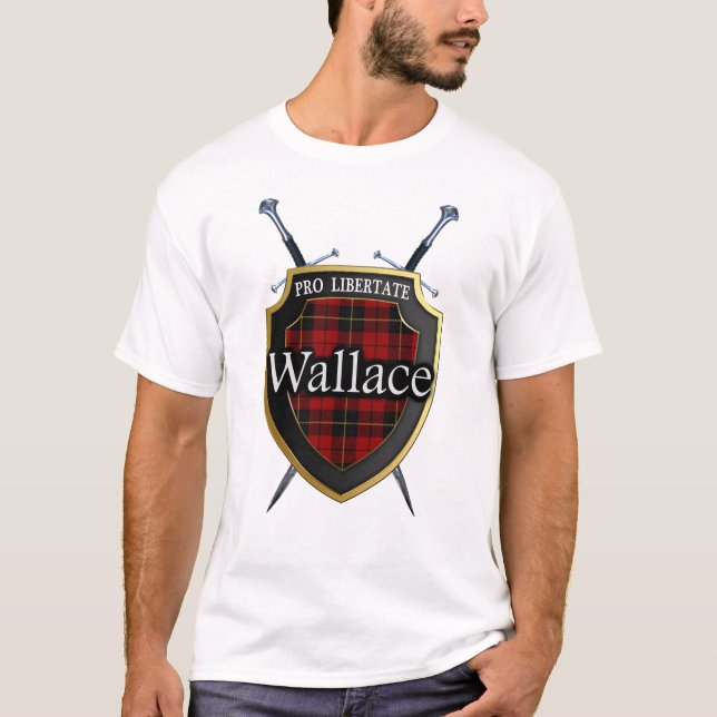 Klan Wallace Tartan Play Scottish Shield & Swords Tröja (Framsida)