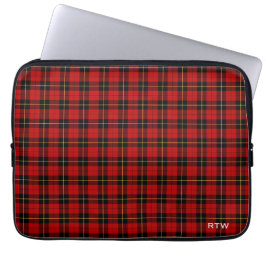 Klan Wallace Tartan Red and Black Play Monogram Laptop Sleeve