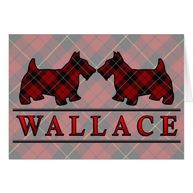 Klan Wallace Tartan Scottie Hundar Hälsningskort (Framsidan Horizontal)