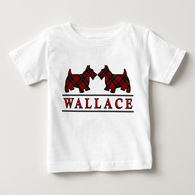Klan Wallace Tartan Scottie Hundar Tee Shirt (Framsida)
