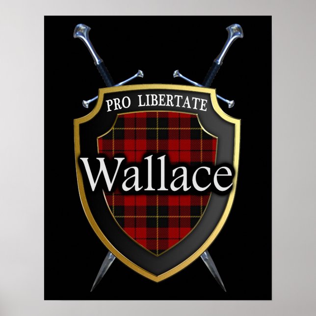 Klan Wallace Tartan Scottish Shield & Swords Poster (Framsidan)