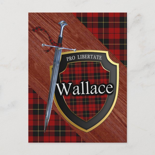 Klan Wallace Tartan Sword & Shield Vykort (Framsida)