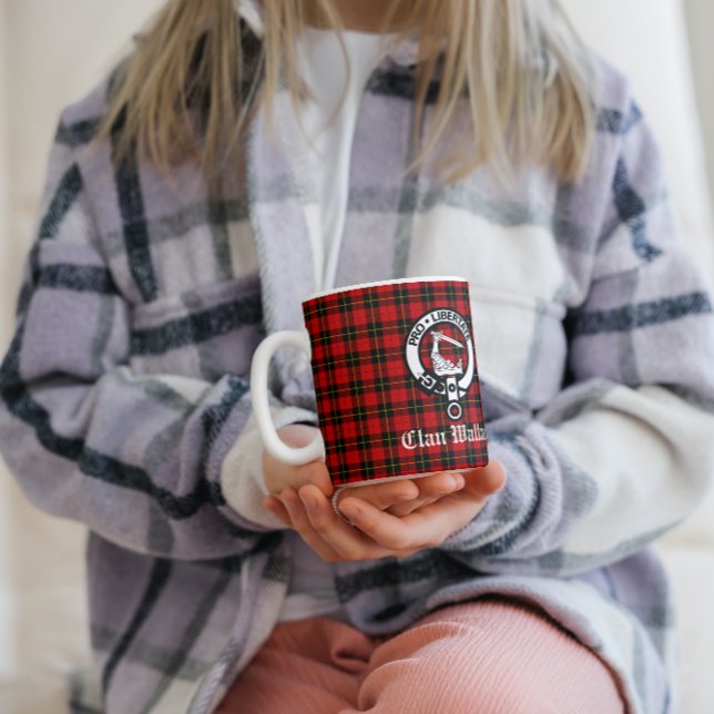 Klan Wallace Vapensköld Badge och Tartan Kaffemugg (Skapare uppladdad)