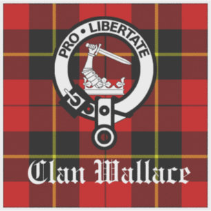 Klan Wallace Vapensköld Badge och Tartan Klistermärken