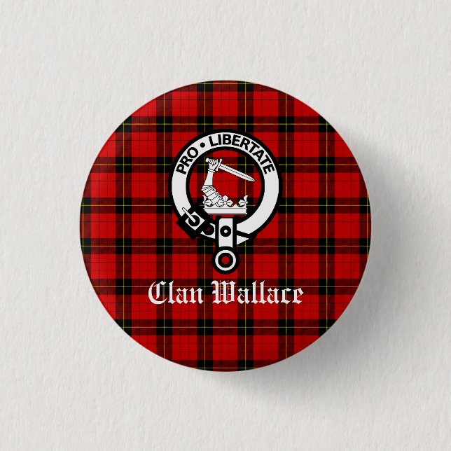 Klan Wallace Vapensköld Badge och Tartan Knapp (Framsida)