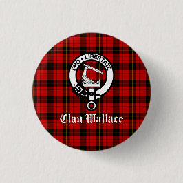 Klan Wallace Vapensköld Badge och Tartan Knapp