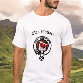 Klan Wallace Vapensköld Badge och Tartan T Shirt