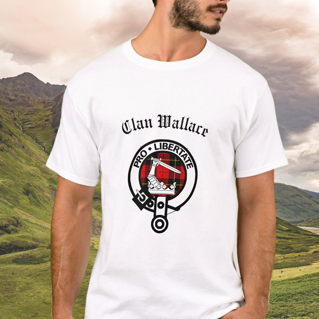 Klan Wallace Vapensköld Badge och Tartan T Shirt (Skapare uppladdad)