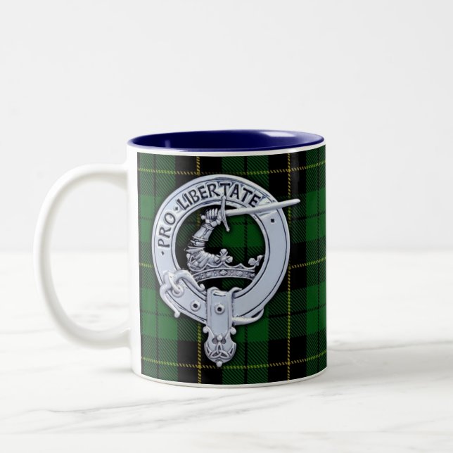 Klan Wallace Vapensköld & Hunting Tartan Två-Tonad Mugg (Vänster)