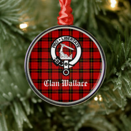 Klan Wallace-Vapensköld - märke och Tartan-anpassa Julgransprydnad Metall