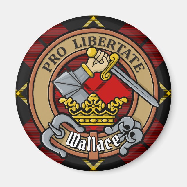 Klan Wallace Vapensköld över Tartan Magnet (Framsidan)
