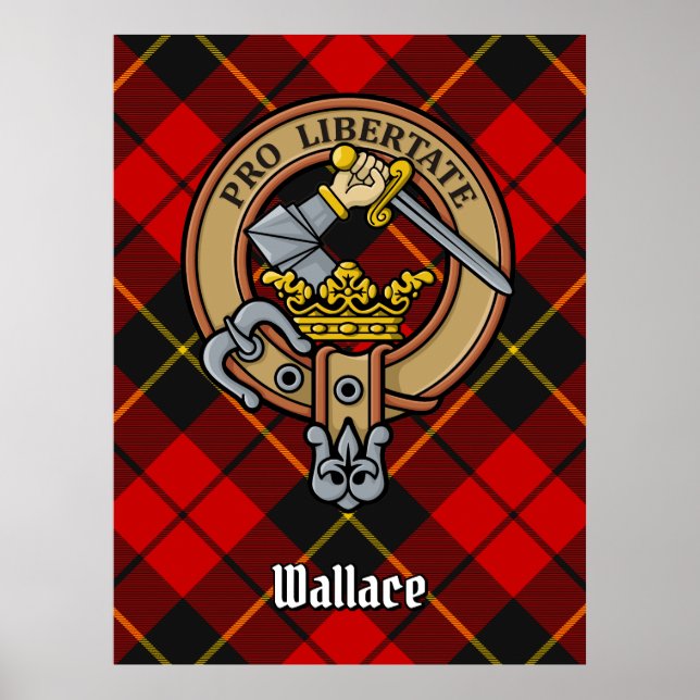 Klan Wallace Vapensköld över Tartan Poster (Framsidan)
