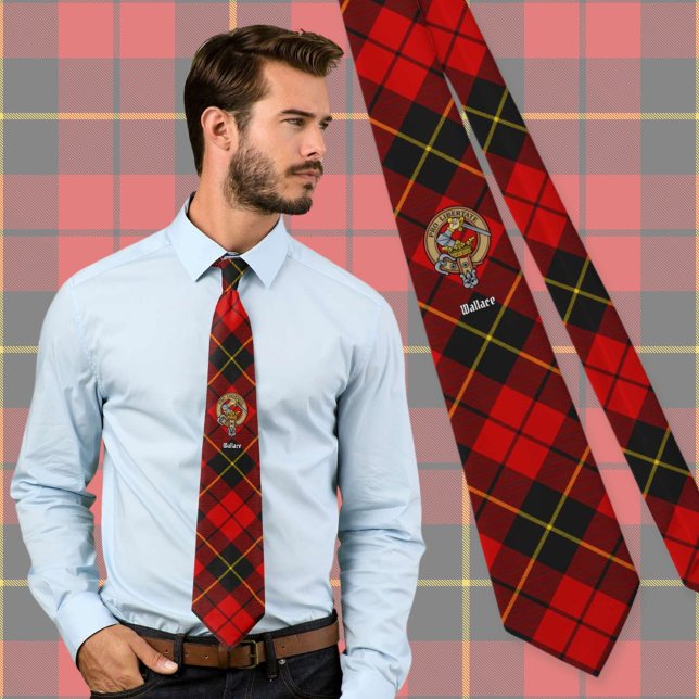 Klan Wallace Vapensköld över Tartan Slips (Skapare uppladdad)