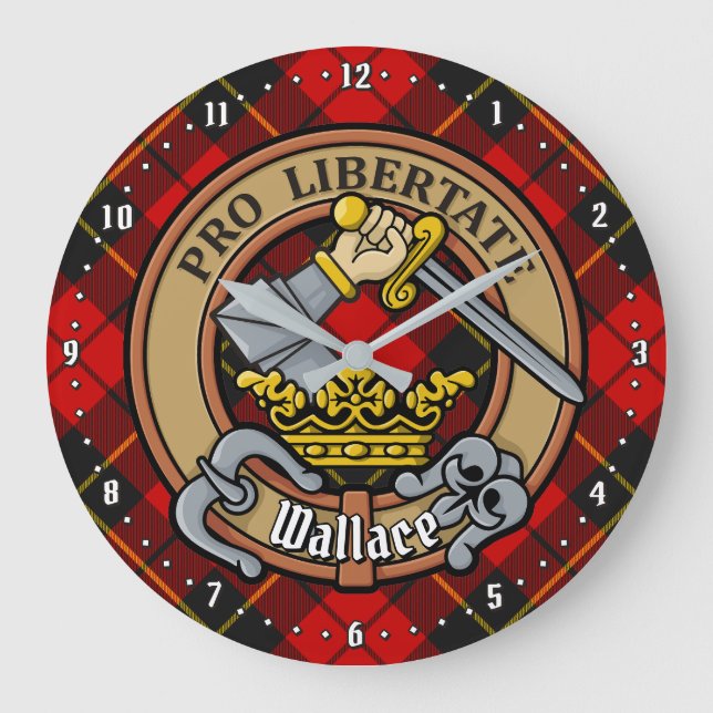 Klan Wallace Vapensköld över Tartan Stor Klocka (Framsida)