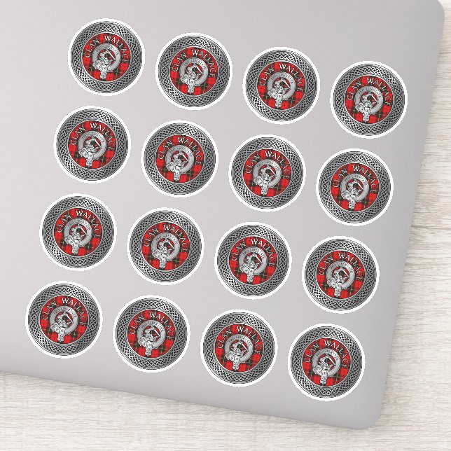 Klan Wallace Vapensköld & Tartan Knot Klistermärken (Detalj)