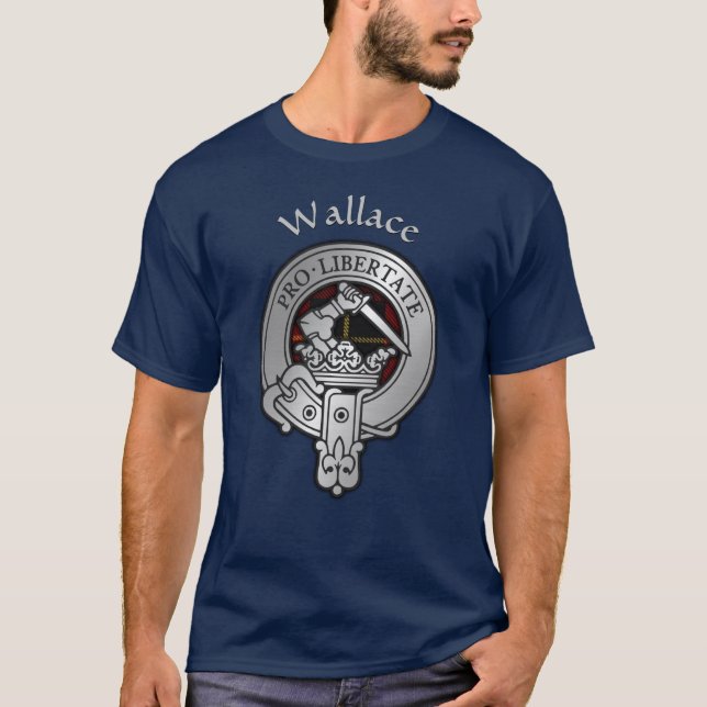 Klan Wallace Vapensköld & Tartan T Shirt (Framsida)