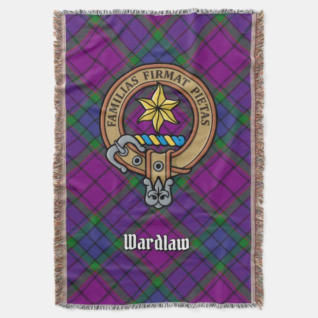 Klan Wardlaw-vapen över tartan Filt (Framsidan Vertikal)