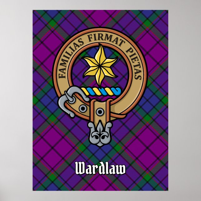 Klan Wardlaw Vapensköld över Tartan Poster (Framsidan)