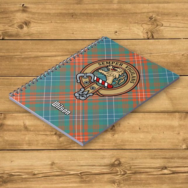 Klan Wilson Vapensköld över Ancient Tartan Anteckningsbok (Skapare uppladdad)
