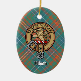 Klan Wilson Vapensköld över Ancient Tartan Julgransprydnad Keramik