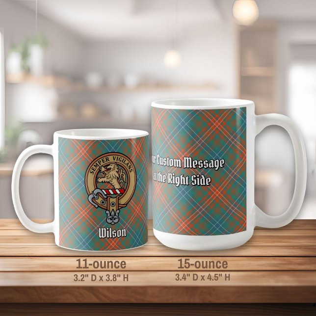 Klan Wilson Vapensköld över Ancient Tartan Kaffemugg (Skapare uppladdad)