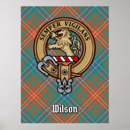 Klan Wilson Vapensköld över Ancient Tartan Poster