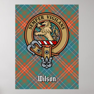 Klan Wilson Vapensköld över Ancient Tartan Poster