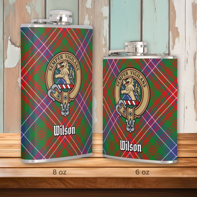 Klan Wilson Vapensköld över Modern Tartan Fickplunta (Skapare uppladdad)