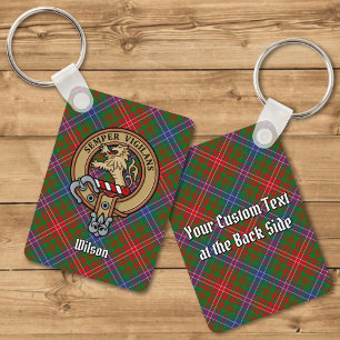 Klan Wilson Vapensköld över Modern Tartan Nyckelring