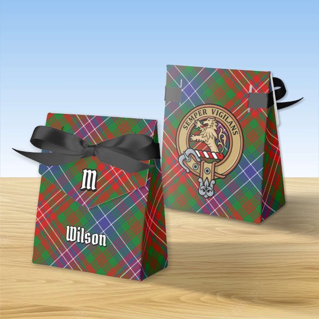 Klan Wilson Vapensköld över Modern Tartan Presentaskar (Skapare uppladdad)