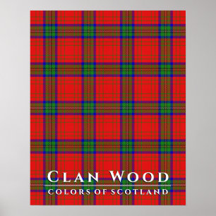 Klan Wood Färg of Scotland Red Tartan Poster