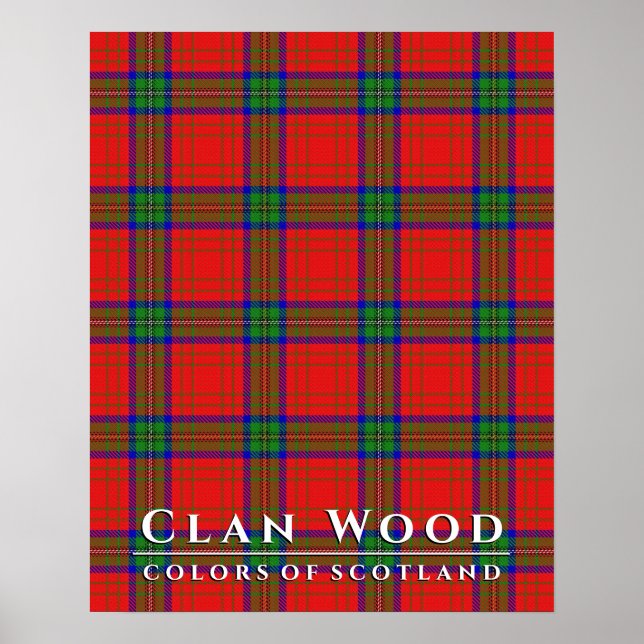 Klan Wood Färg of Scotland Red Tartan Poster (Framsidan)