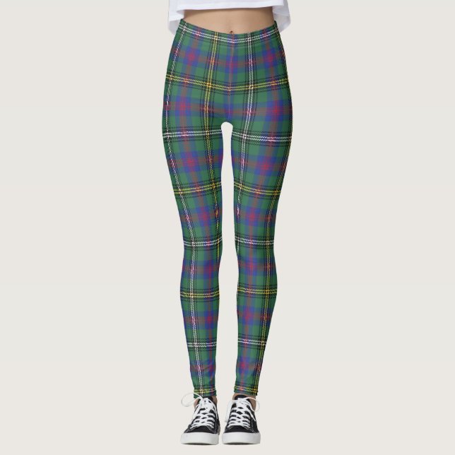 Klan Wood Tartan Play Scottish Kilt Mönster Leggings (Framsida)