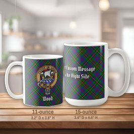 Klan Wood Vapensköld över Tartan Kaffemugg