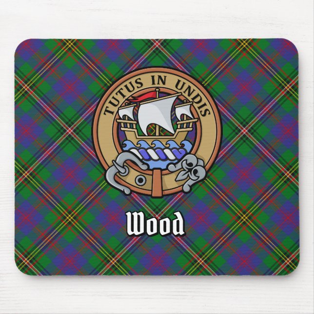 Klan Wood Vapensköld över Tartan Musmatta (Framsidan)