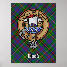 Klan Wood Vapensköld över Tartan Poster