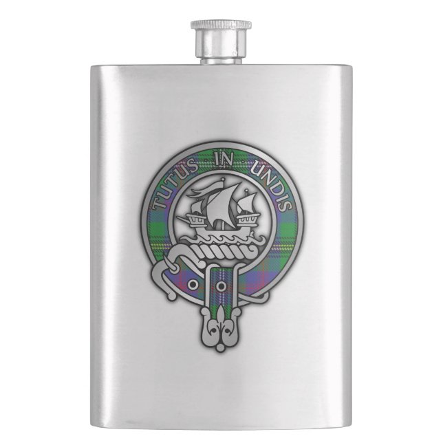 Klan Wood Vapensköld & Tartan Flask Fickplunta (Framsidan)