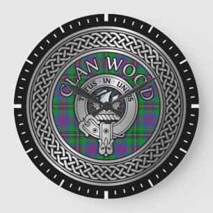Klan Wood Vapensköld & Tartan Knot Stor Klocka
