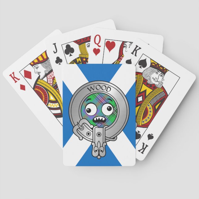 Klan Wood Vapensköld & Tartan on Saltire Casinokort (Baksidan)