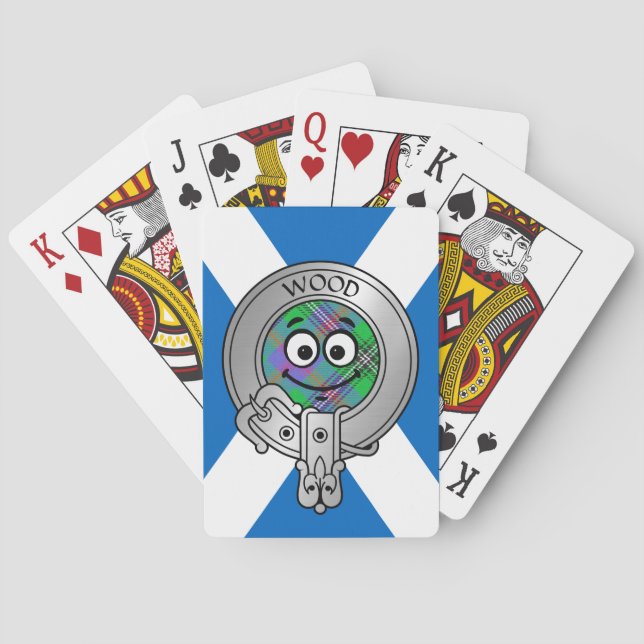 Klan Wood Vapensköld & Tartan on Saltire Casinokort (Baksidan)