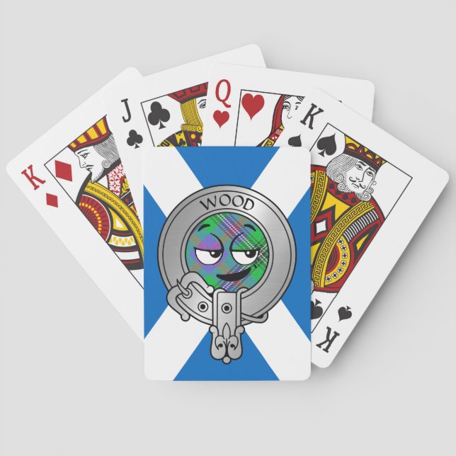 Klan Wood Vapensköld & Tartan on Saltire Casinokort (Baksidan)