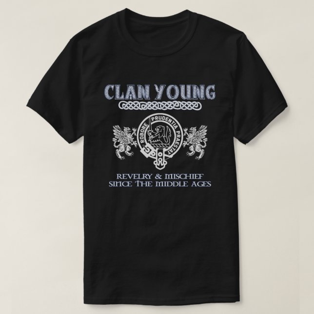 Klan Young vapensköld Scottish klans Scottish Surn T Shirt (Design framsida)