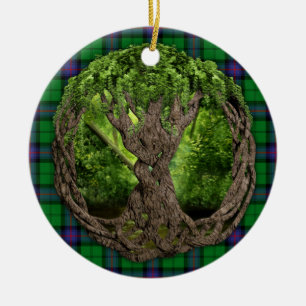 KlanArmstrong Tartan och Celtic livets träd Julgransprydnad Keramik