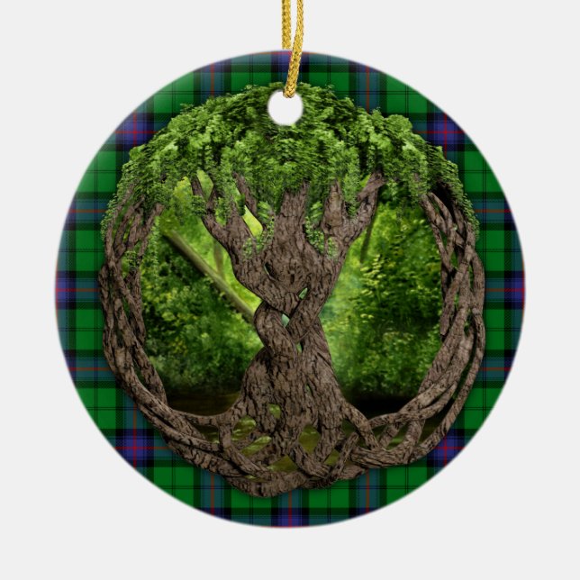 KlanArmstrong Tartan och Celtic livets träd Julgransprydnad Keramik (Framsidan)